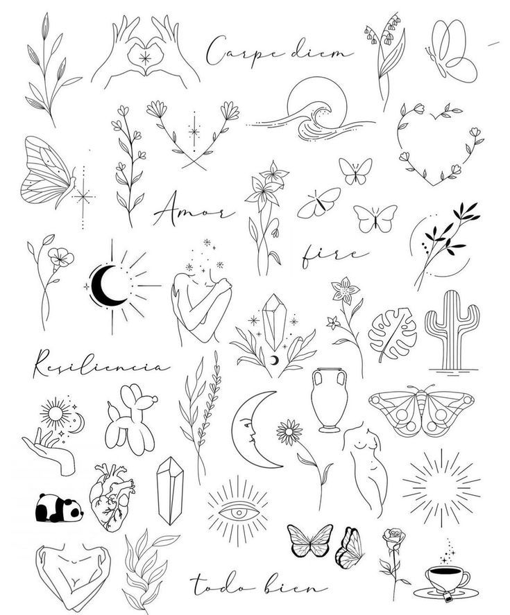 Small Hand Tattoos: Ink Drawing of Flowers and Plants with Love