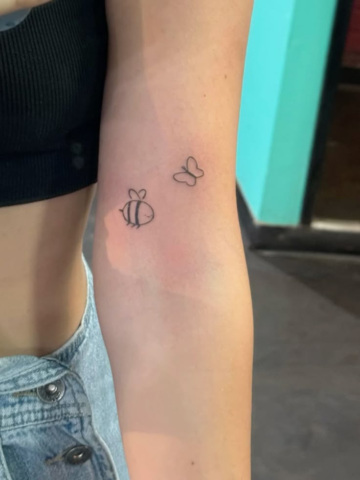 Adventure time butterfly and bee tattoo🐝