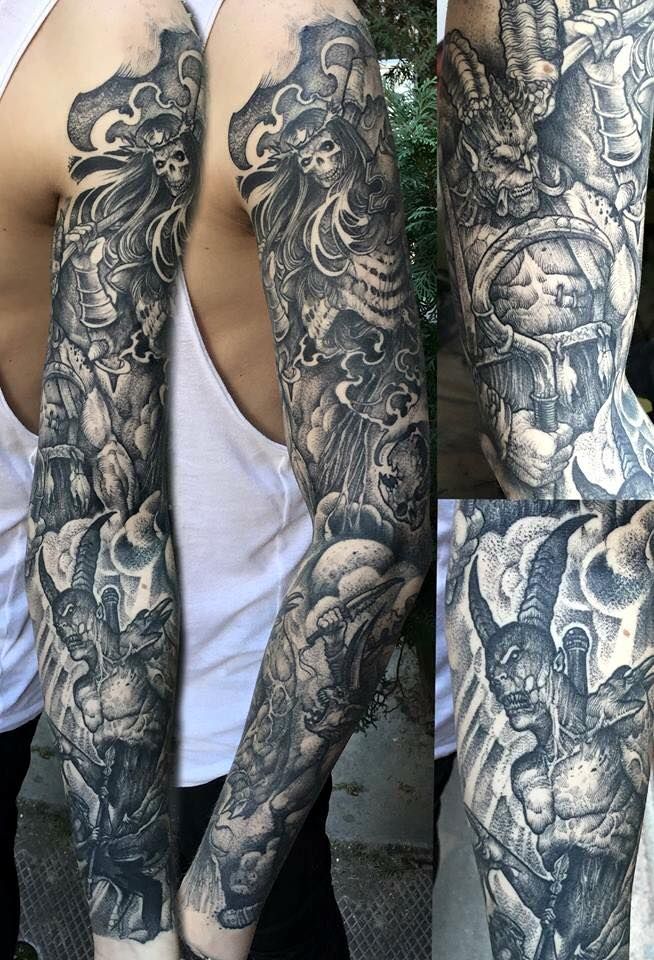 Sleeve tattoos, Tattoo sleeve designs, Evil tattoos