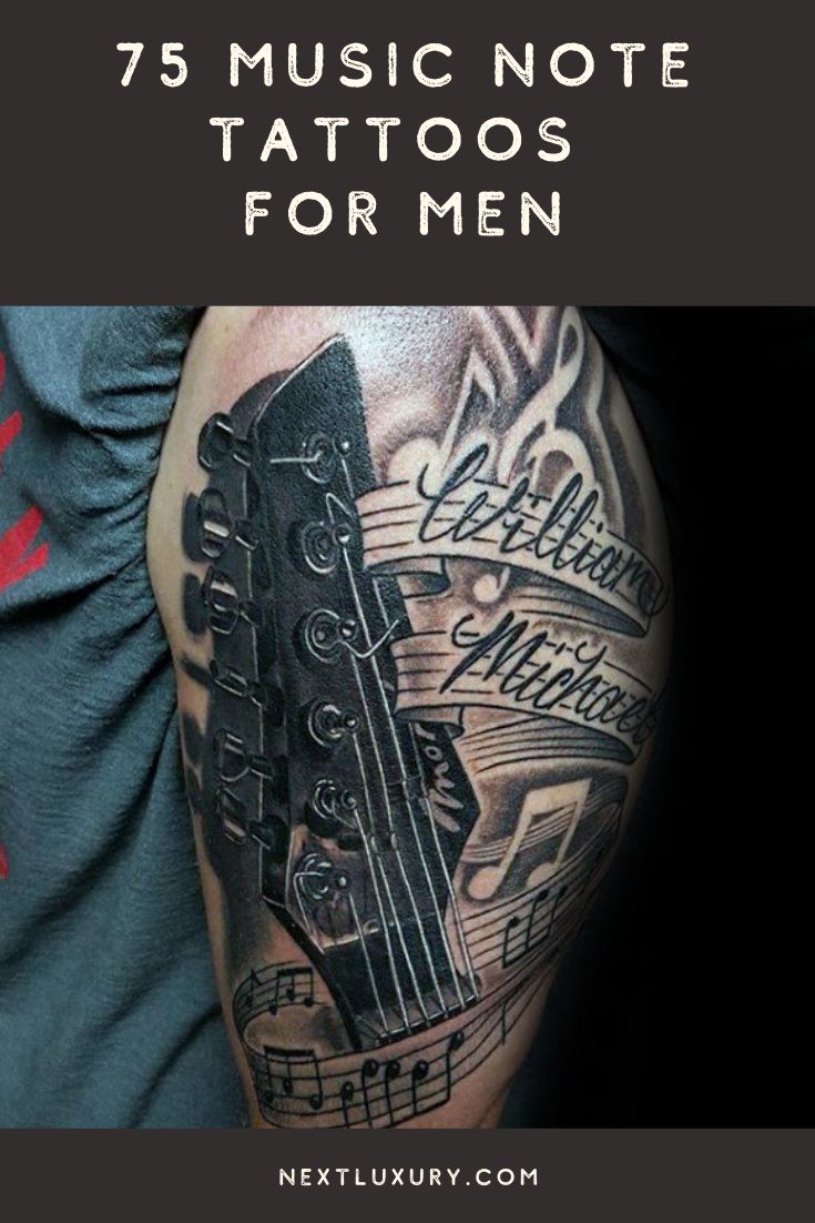 75 Music Note Tattoos For Men - Auditory Ink Design Ideas