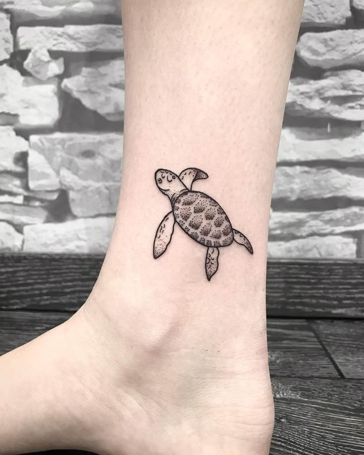 15+ Trendy Ankle Tattoos - Turtle Tattoo Designs