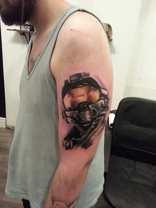 Halo Master Chief Tattoo, as seen on @FranticOne582