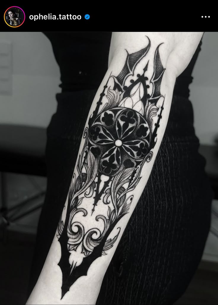 Pin by 💍 on Tatts | Outer forearm tattoo, Creepy tattoos, Cathedral tattoo
