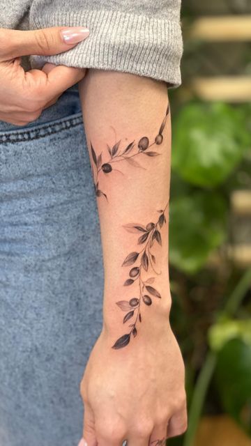 Lucas De Mello Soares on Instagram: "Olive branch for Ariana ! 🍃 thank you for looking . . . #tattoo #tattooideas #tatt #olive #tattoolovers #tattoodesign #ta… in 2025 | Olive branch tattoo, Around arm tattoo, Olive tattoo