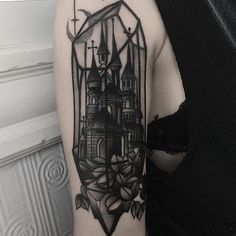 Discover 20 Cathedral Tattoo and Castle Tattoo Ideas | blackwork castle  tattoo, haunted house tattoo, vampire tattoo designs and more