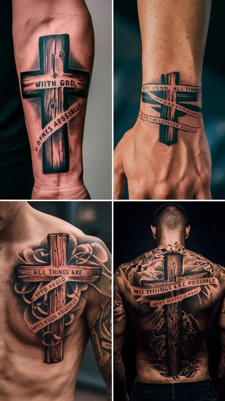 80 Cross Tattoo Designs With Bible Verse For Men