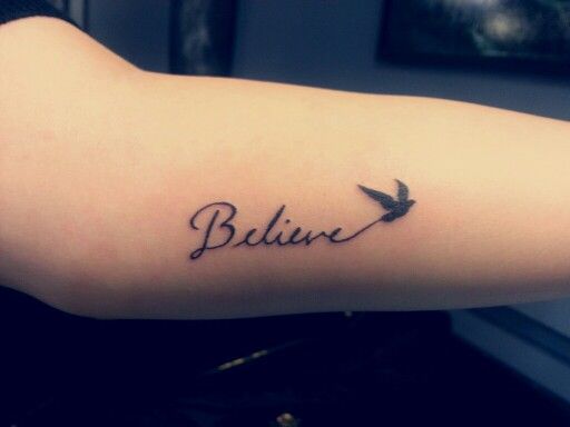 Believe & bird tattoo
