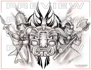 PreHispanic Warriors Tattoo - Aztec Tattoo Ideas