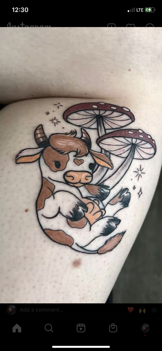 brown cow tattoo