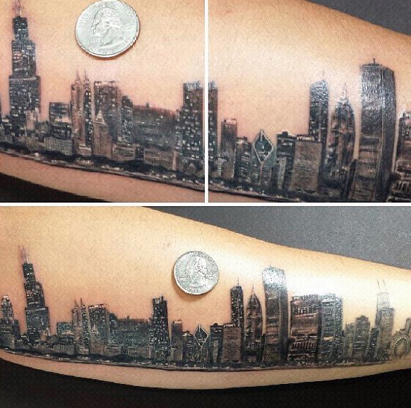 20 Cool Chicago Skyline Tattoo Designs for Men