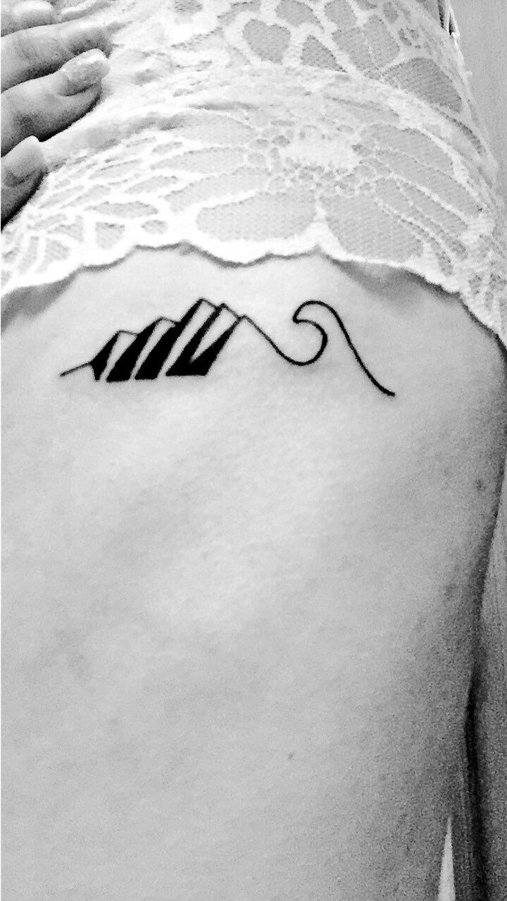 My first tattoo. "as deep as the oceans dive; as high as the mountains climb" #tattoo #tattooidea #mountaintattoo #wavetattoo #smalltattoos