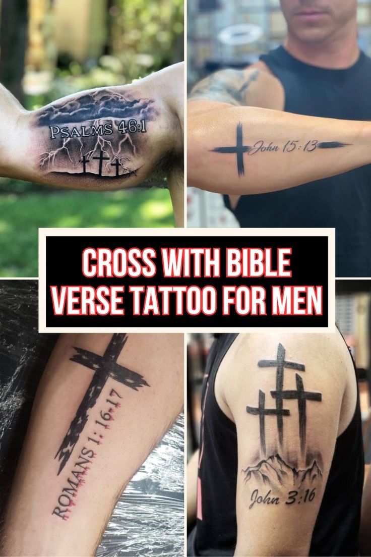Cross with Bible Verse Tattoo Ideas for Men: Strong Symbols of Faith and  Inspiration