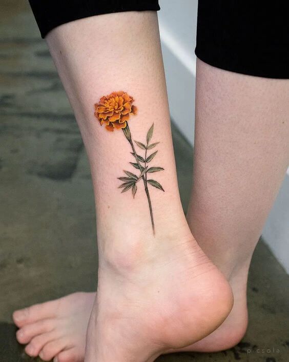 20 Marigold and Cosmos October Birth Flower Tattoo Ideas