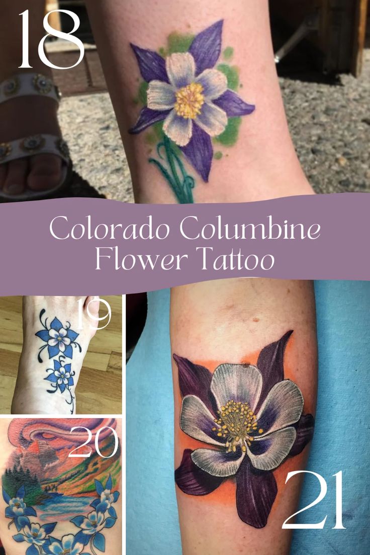 Colorado Columbine Flower Tattoo Ideas