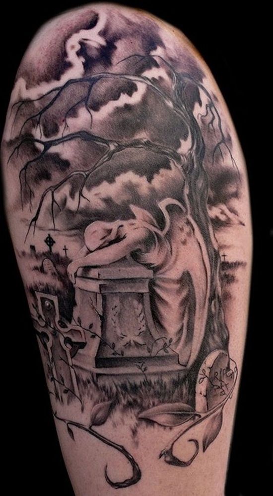 25 Amazing Graveyard And Cemetery Tattoos