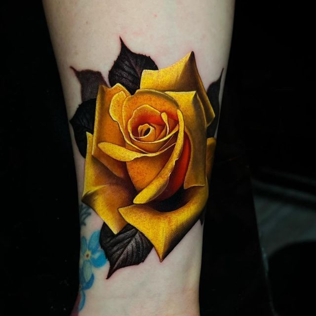 Global Tattoo Mag on Instagram: "👉 @thomasj_ink with @use.repost ・・・ So  thrilled with this yel… | Yellow rose tattoos, Realistic rose tattoo, Yellow  flower tattoos