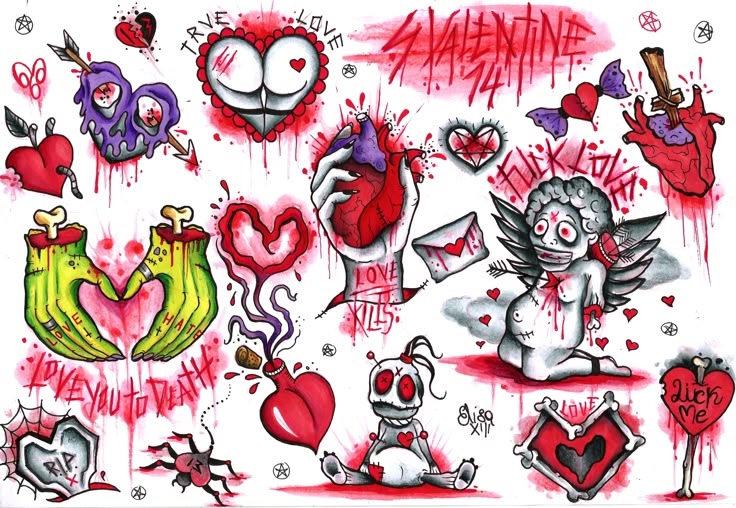 2014 Valentine's Day tattoos. Get 'em while they're hot! Designs by Elisa  Devihate. | Flash