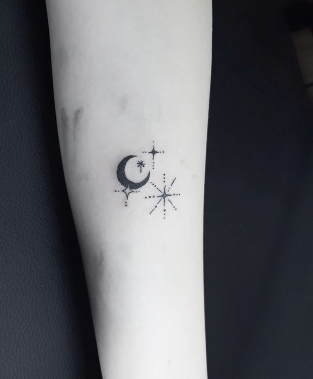 Star tattoos, Star tattoo designs, Moon star tattoo
