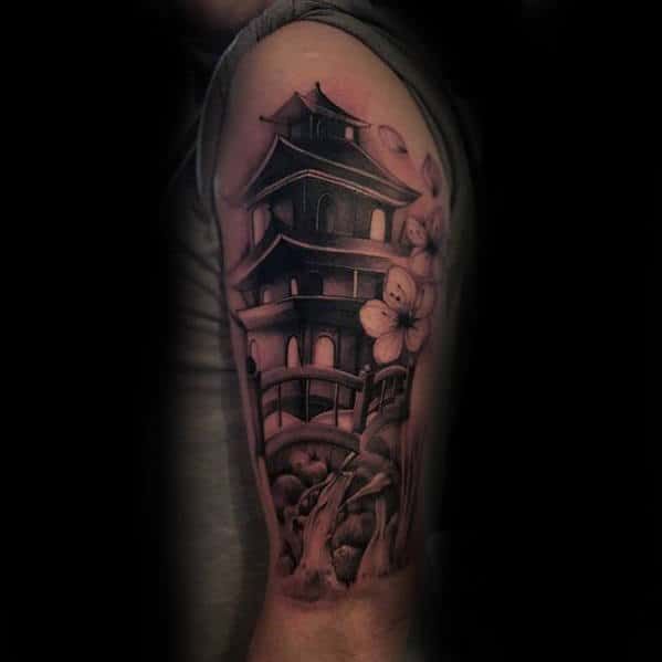 50 Epic Japanese Temple Tattoo Designs for Men
