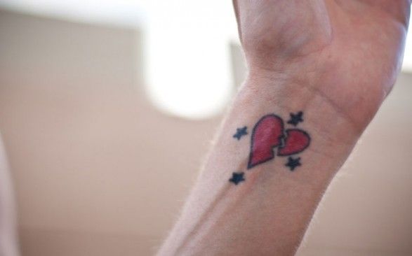 Tattoos Of Broken Hearts › Wrist Tattoos Of Broken  Hearts-------------------------------------------------------- just the  right half, that small piece...
