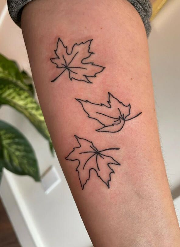 Simple & Triple Falling Maple Leaf Tattoo Designs: 41 Best Maple Leaf Tattoo Designs That Will Blow