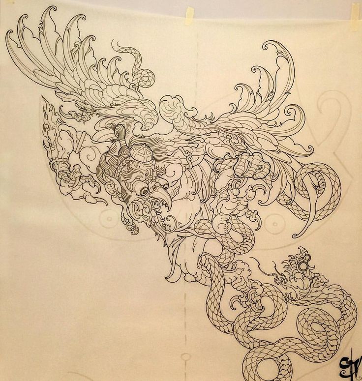 Garuda vs snake! Design for my chest piece. #fancyart #garuda #snake  #orientaltattoo #line #linework #customdesign #olegturyanskiy