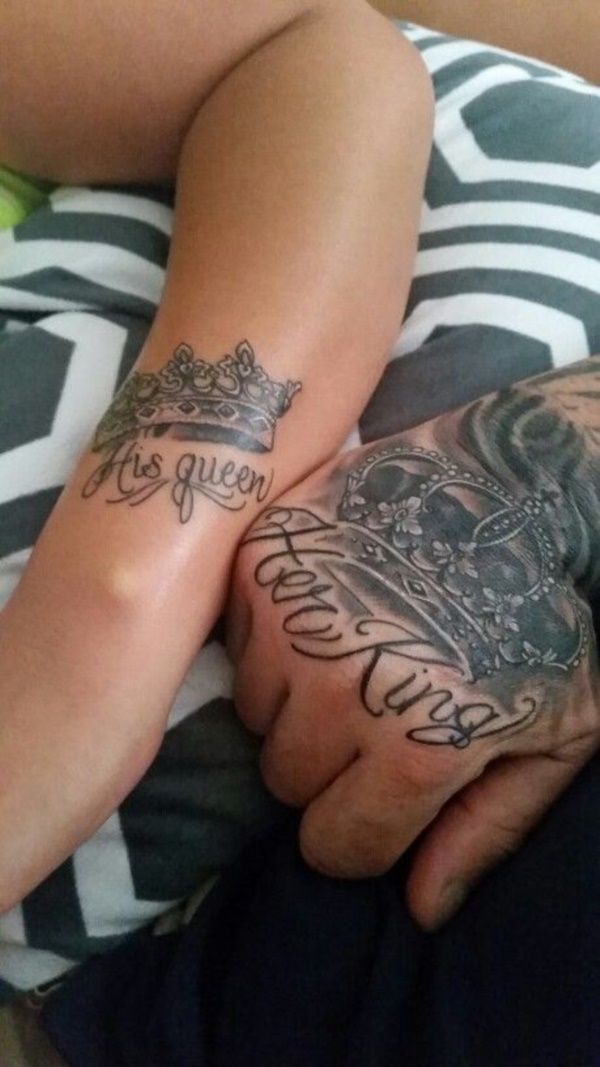 45 Cute king and queen tattoo for couples