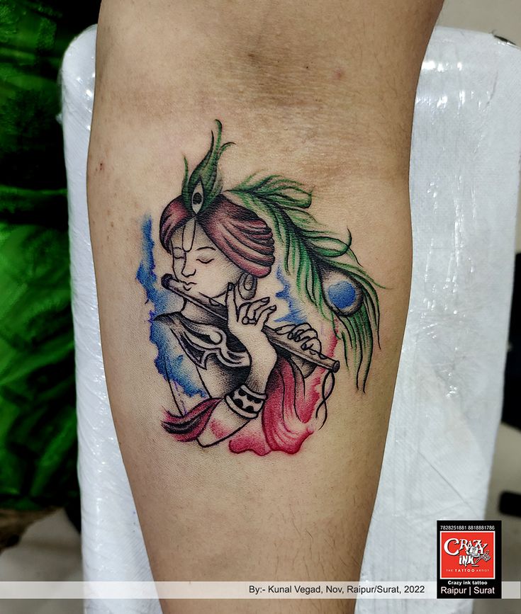 COLORFULL KRISHNA TATTOO