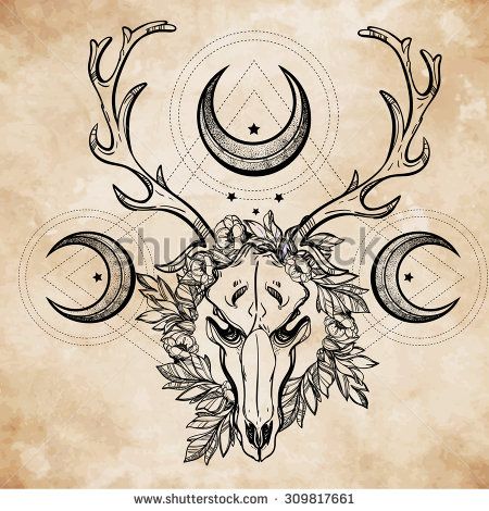Art tattoo, Deer poster, Pagan tattoo