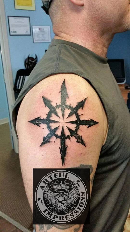 Pin by My Info on tattoo in 2025 | Chaos tattoo, Shoulder tattoo, Star  tattoos