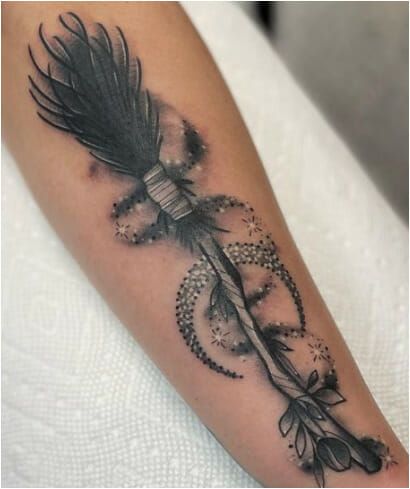 Witch Stick Moon Tattoo: 165 Moon Tattoo Designs to Inspire Your Lunar  Journey