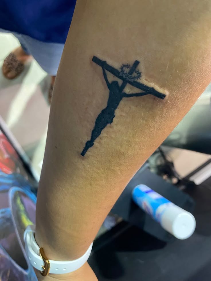 Crown of Thorns Crucifix Tattoo