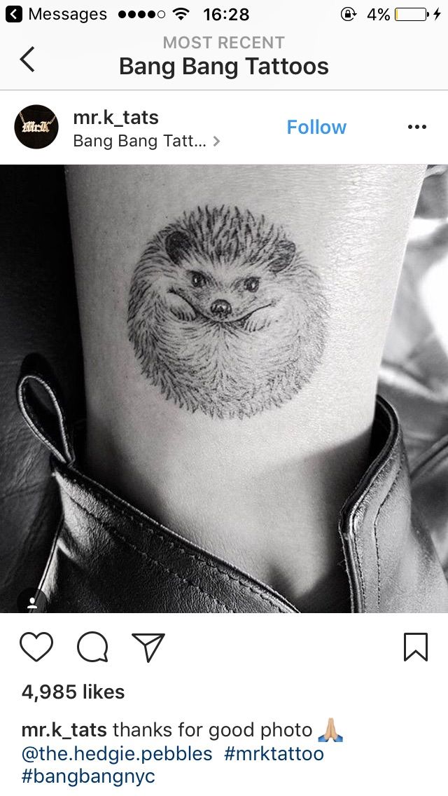 cute hedgehog ink tattoo