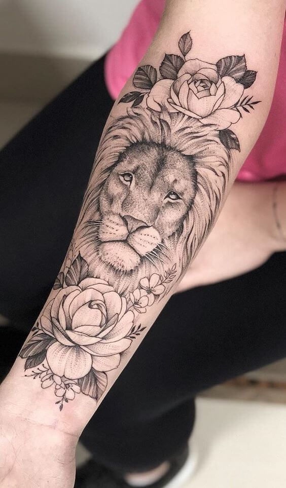 15+ Best Lion and Flowers Tattoo Designs