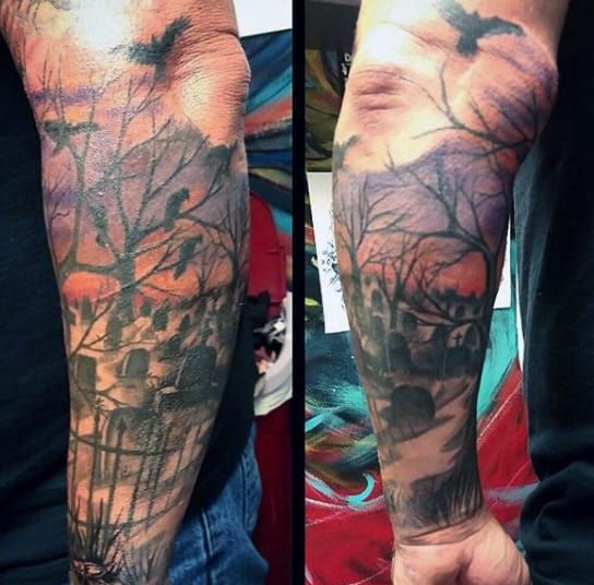 40 Graveyard Tattoo Designs for Men