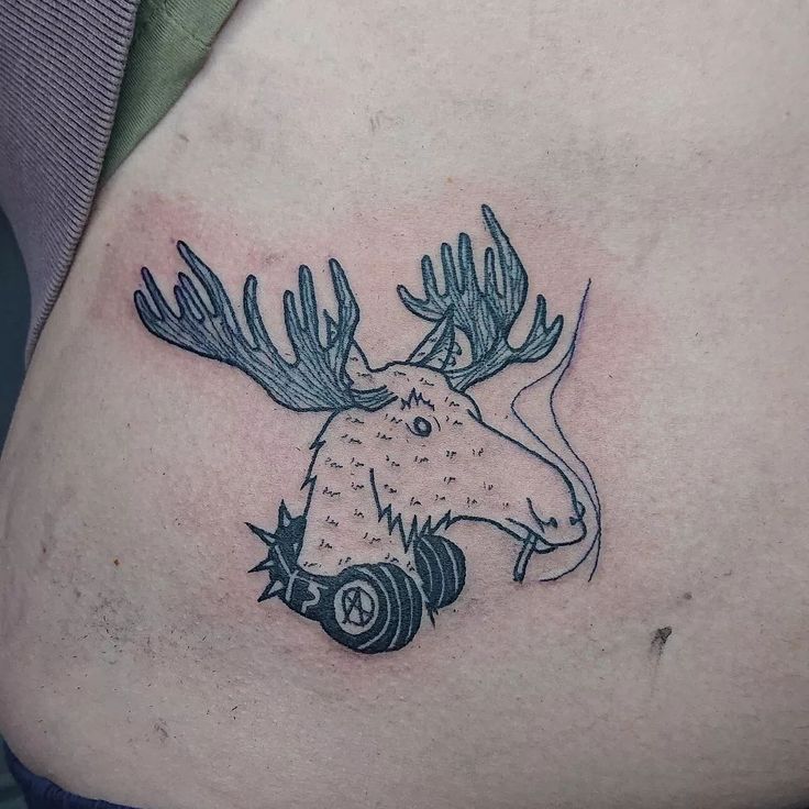Moose Tattoo, modern moose tattoo, simple moose tattoo, moose tattoo ideas, geometric moose tattoo