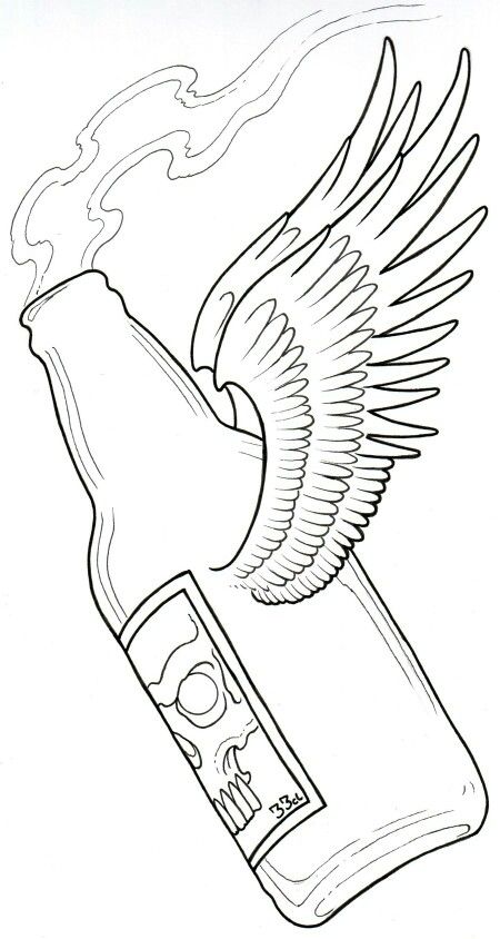 Beer Bottle Tattoo Design