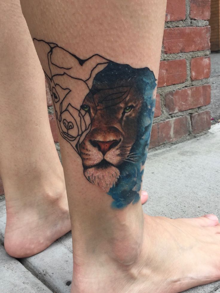 Lion of Judah/Lamb of God ankle tattoo