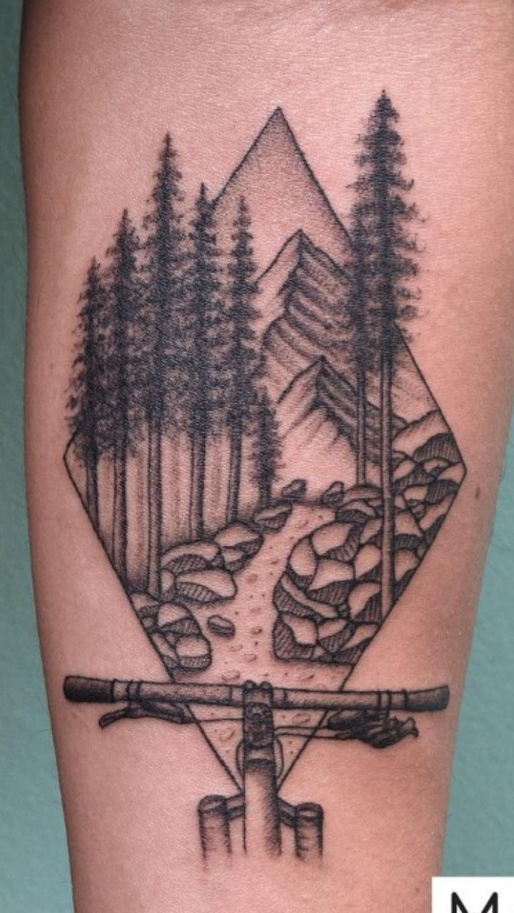 Mountain Bike Tattoo on Thigh