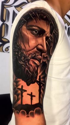 76 Jesus tattoo design ideas in 2025 | jesus tattoo, jesus tattoo design,  sleeve tattoos