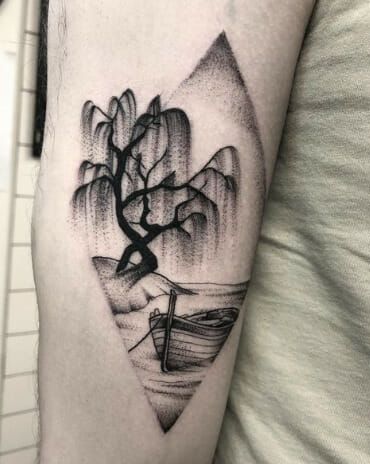 River Stream Willow Tree Tattoo: 15 Willow Tree Tattoo Designs That Reflect  Inner Strength