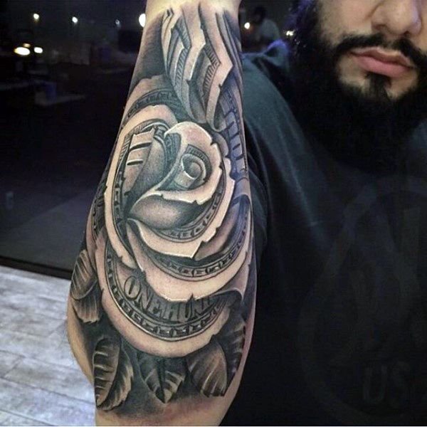 81 Stunning Money Rose Tattoo Designs for Men