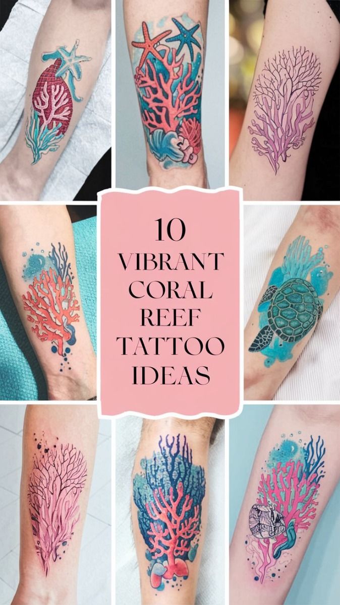 Coral Reef Tattoo Designs with Flowers