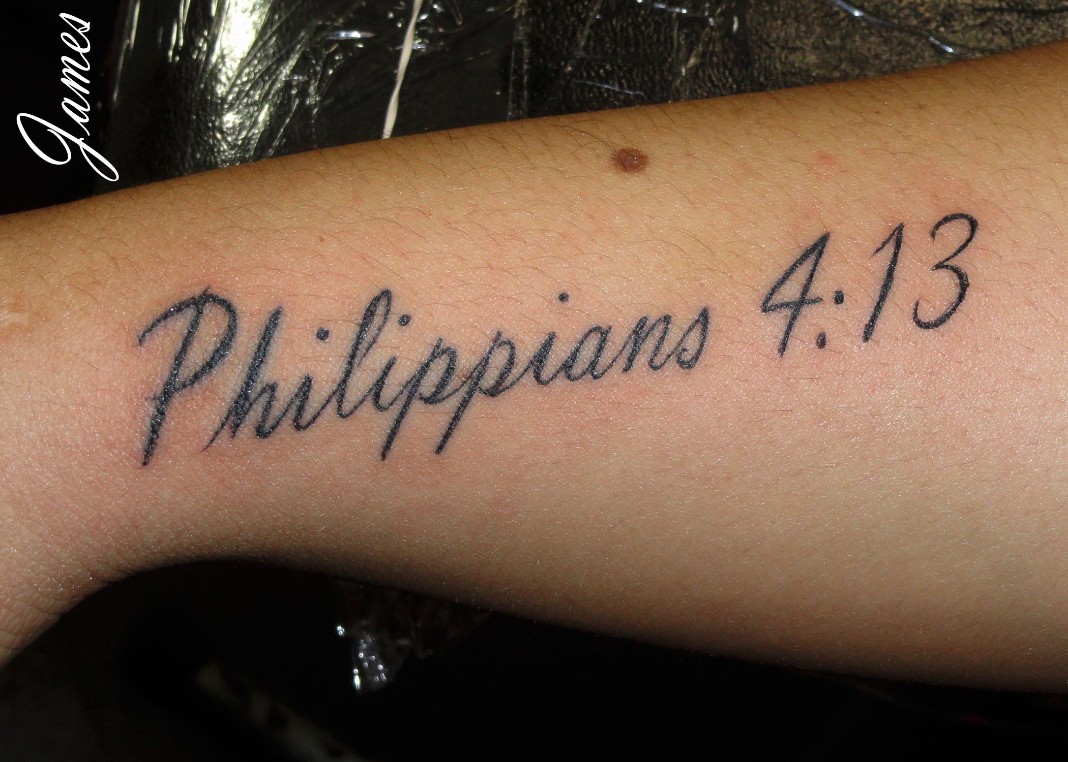 Crazy Cactus Tattoo-Scottsdale, AZ- James- Philippians 4:13- I can do all  things through Christ who strengthens me.