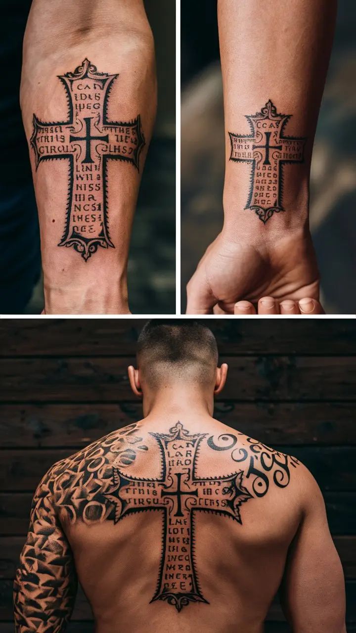 80 Cross Tattoo Designs With Bible Verse For Men