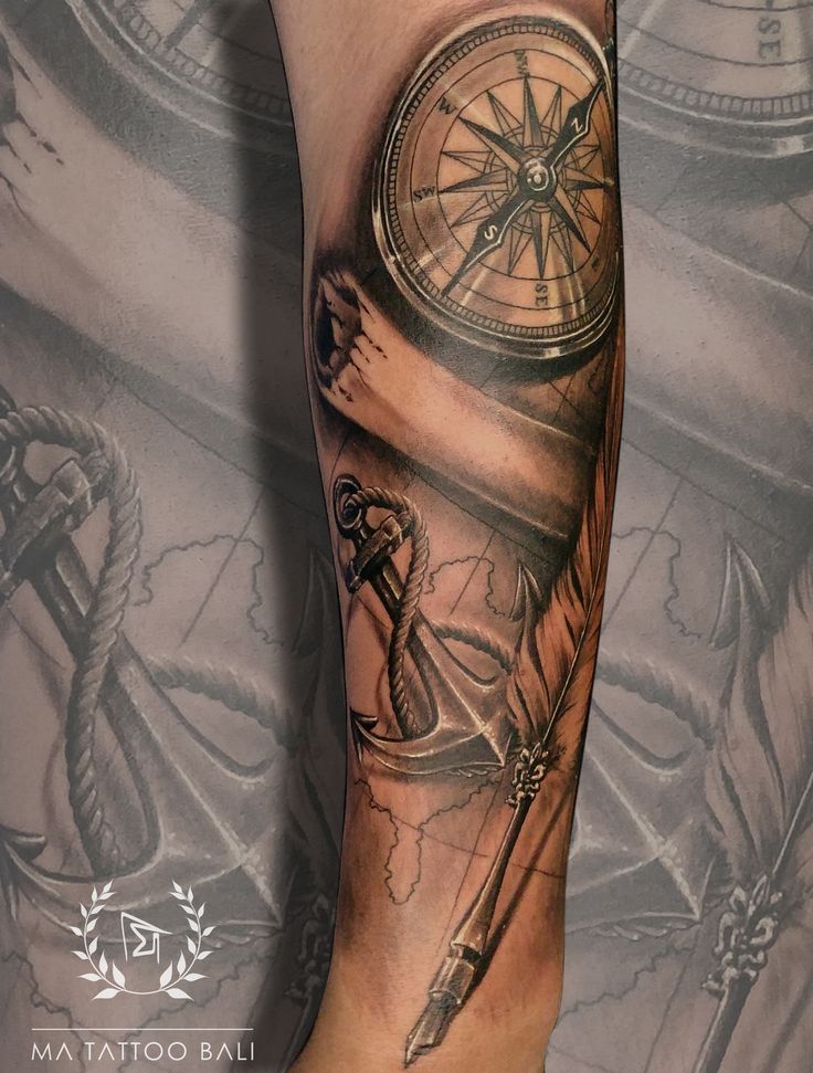 Blackgrey Compass & Anchor Tattoo - Tattoo Ideas - Ma Tattoo Bali - Tattoo  by : Prima