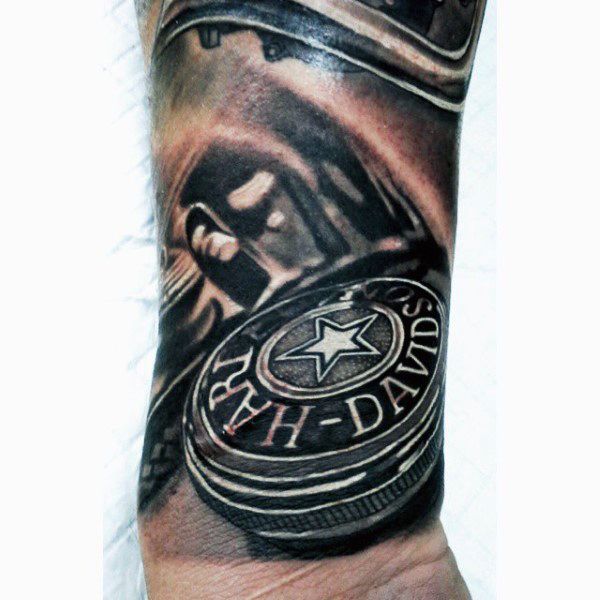 90 Harley Davidson Tattoos For Men - Manly Motorcycle Designs