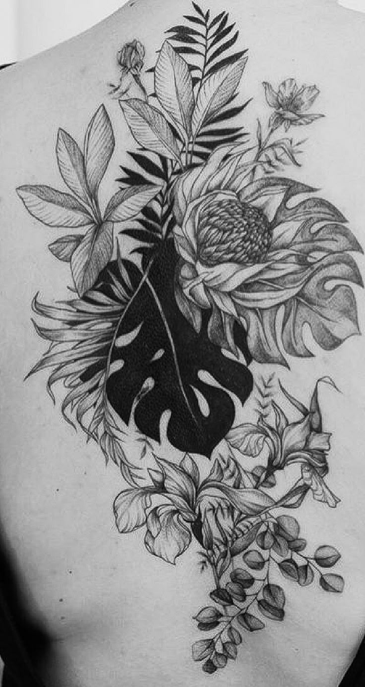 Pin by Cindy Roubal on designs | Silhouette tattoos, Jungle tattoo,  Botanical tattoo sleeve