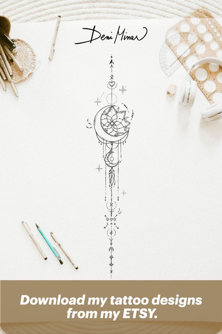 Dreamcatcher Tattoo Idea: Moon Line Drawing Small Spiritual Tattoo  Inspiration
