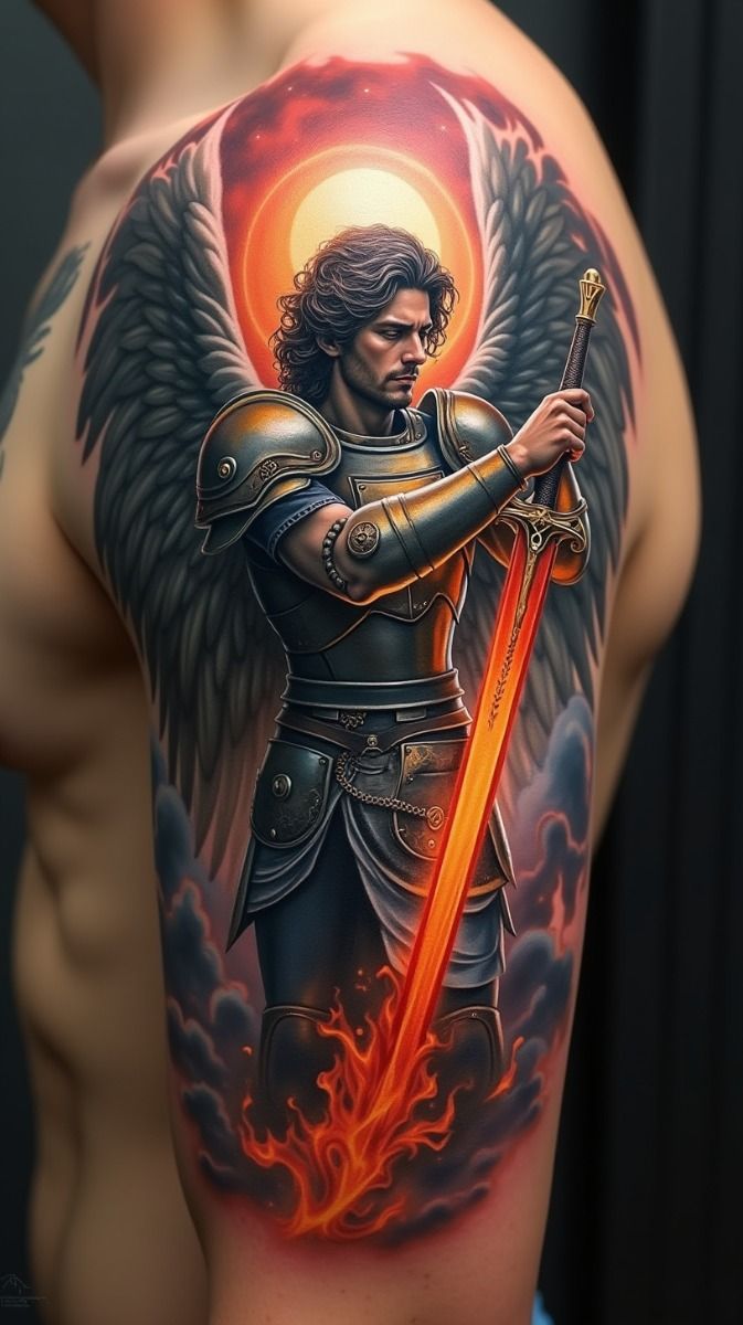 23 Angel Tattoo Ideas: Archangel Michael: Warrior Angel